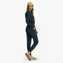 Lux Henley Jumpsuit | Ink Heather -TrendSphere VW478HIN 0092