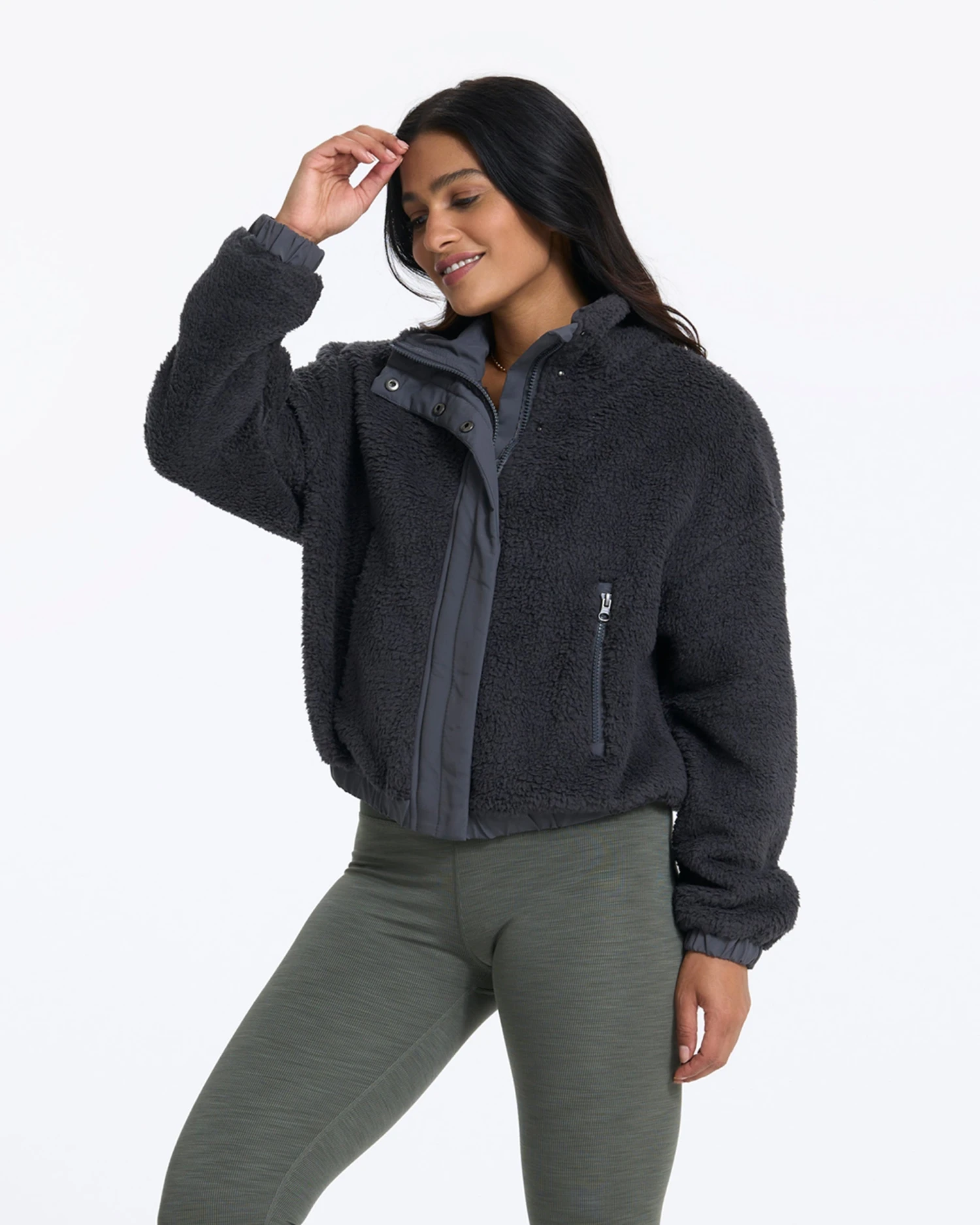 Cozy Sherpa Jacket | Charcoal 4 Cozy Sherpa Jacket | Charcoal - Image 2